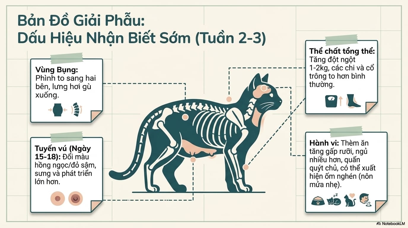 Những dấu hiệu giúp nhận biết chính xác tình trạng mèo đang mang bầu